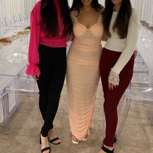 Elegant Peach Ruched Dress